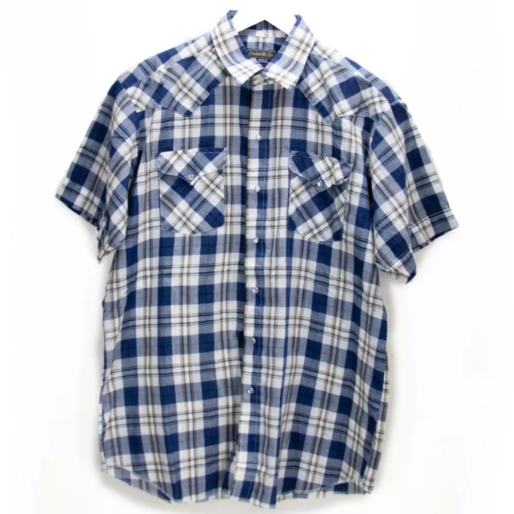 Panhandle Slim Men’s Plaid Short Sleeved Shirt | size 17